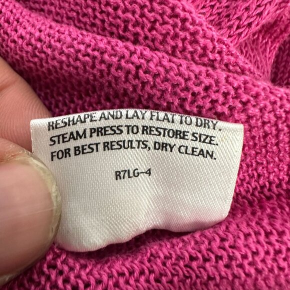 Eileen Fisher Petite Open Knit Fuchsia Linen Sweater Size PM - Picture 6 of 8